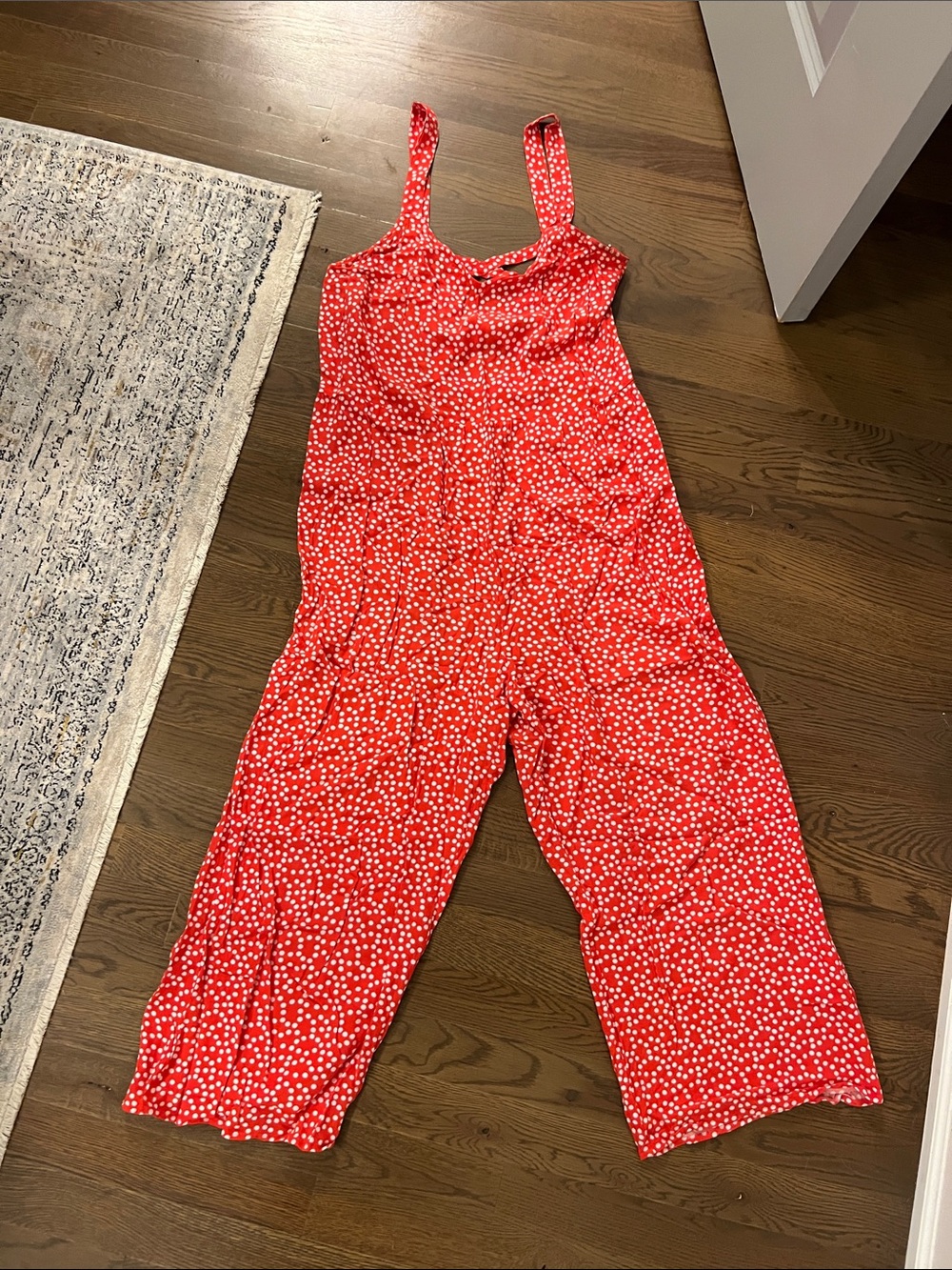 Express Orange Polka Dot Cropped Jumpsuit